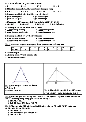 Ôn tập giữa kì 2 Toán lớp 7